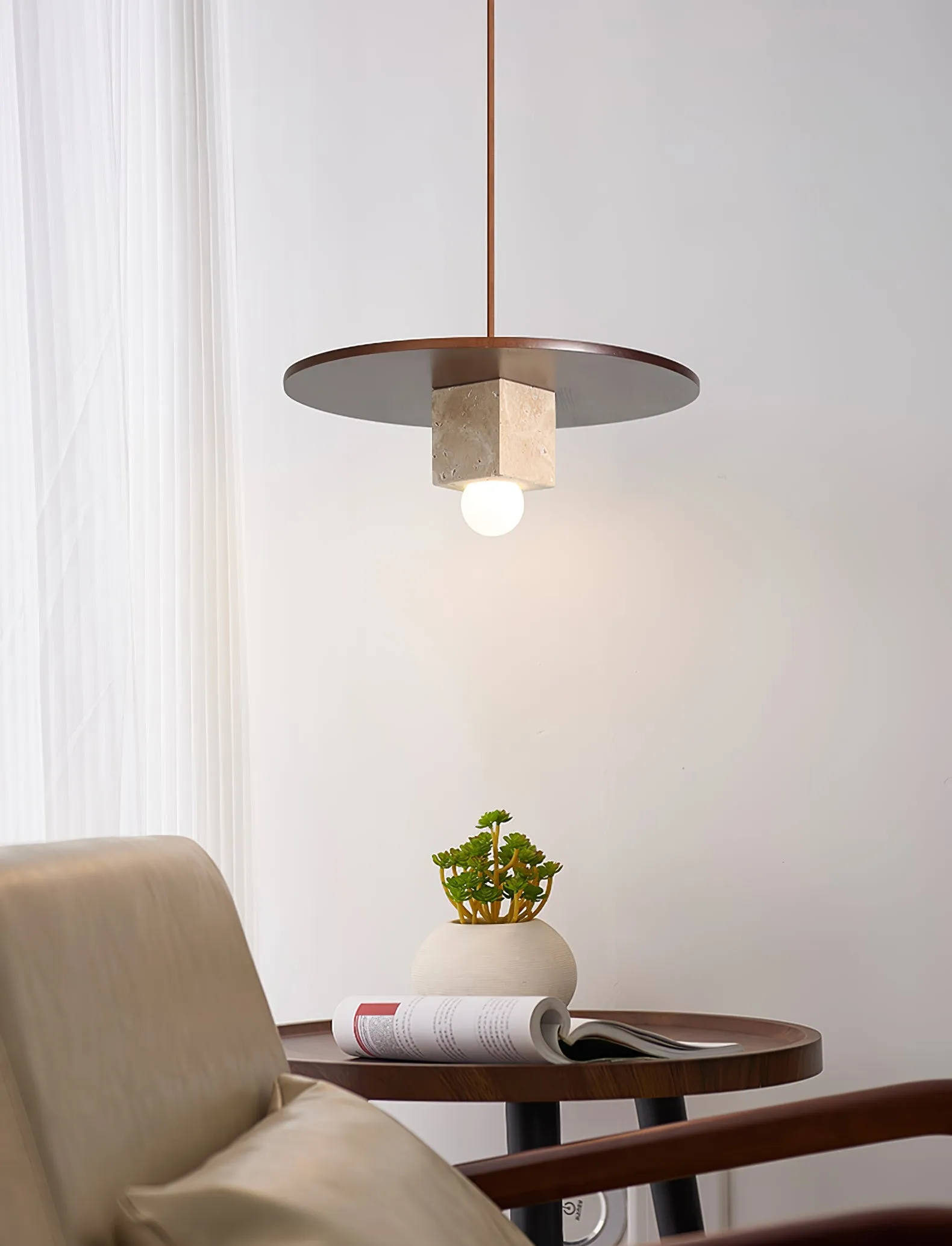 Tondo Stone Disc Pendant Light - Vakkerlight