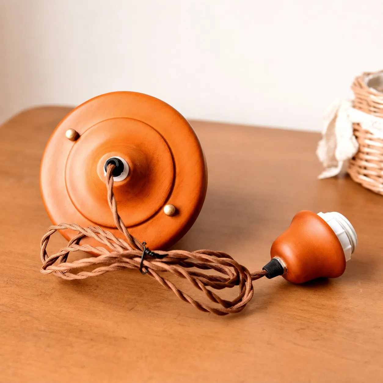 Ceiling canopy, braided cord, and socket hardware