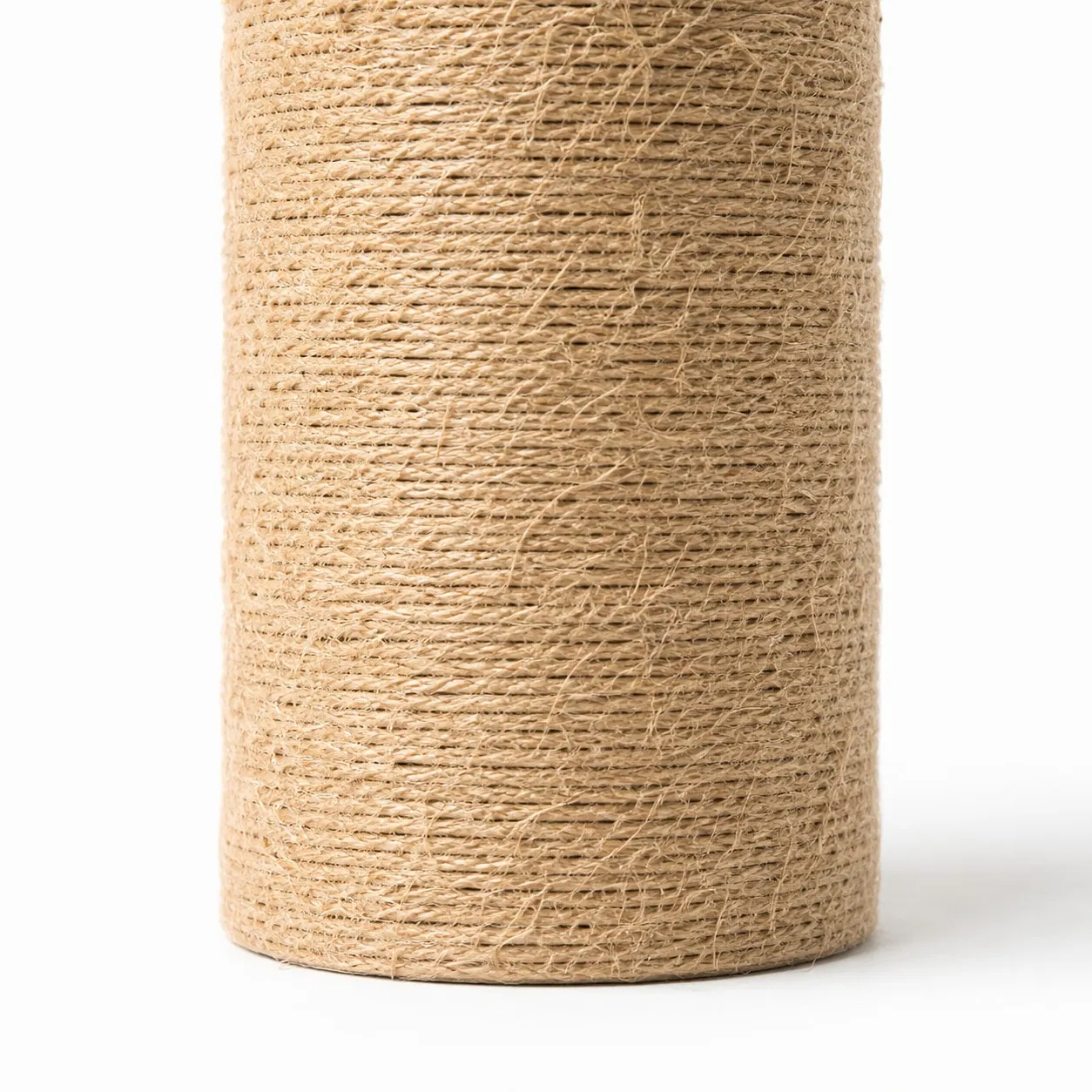 Close view of the woven jute lamp base texture