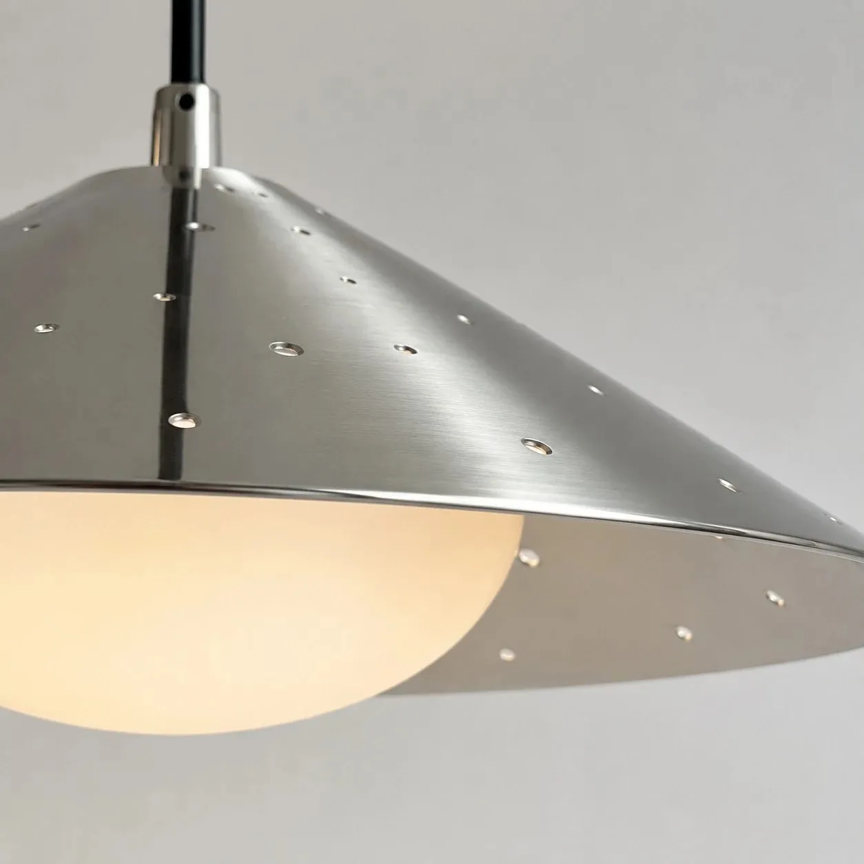 detail silver perforated metal shade
