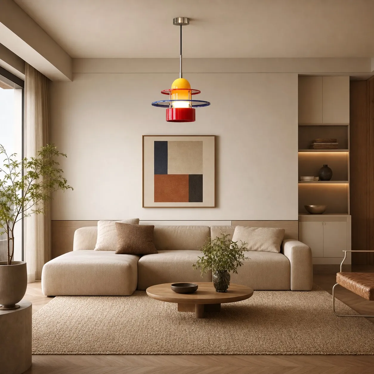Bauhaus color block pendant light