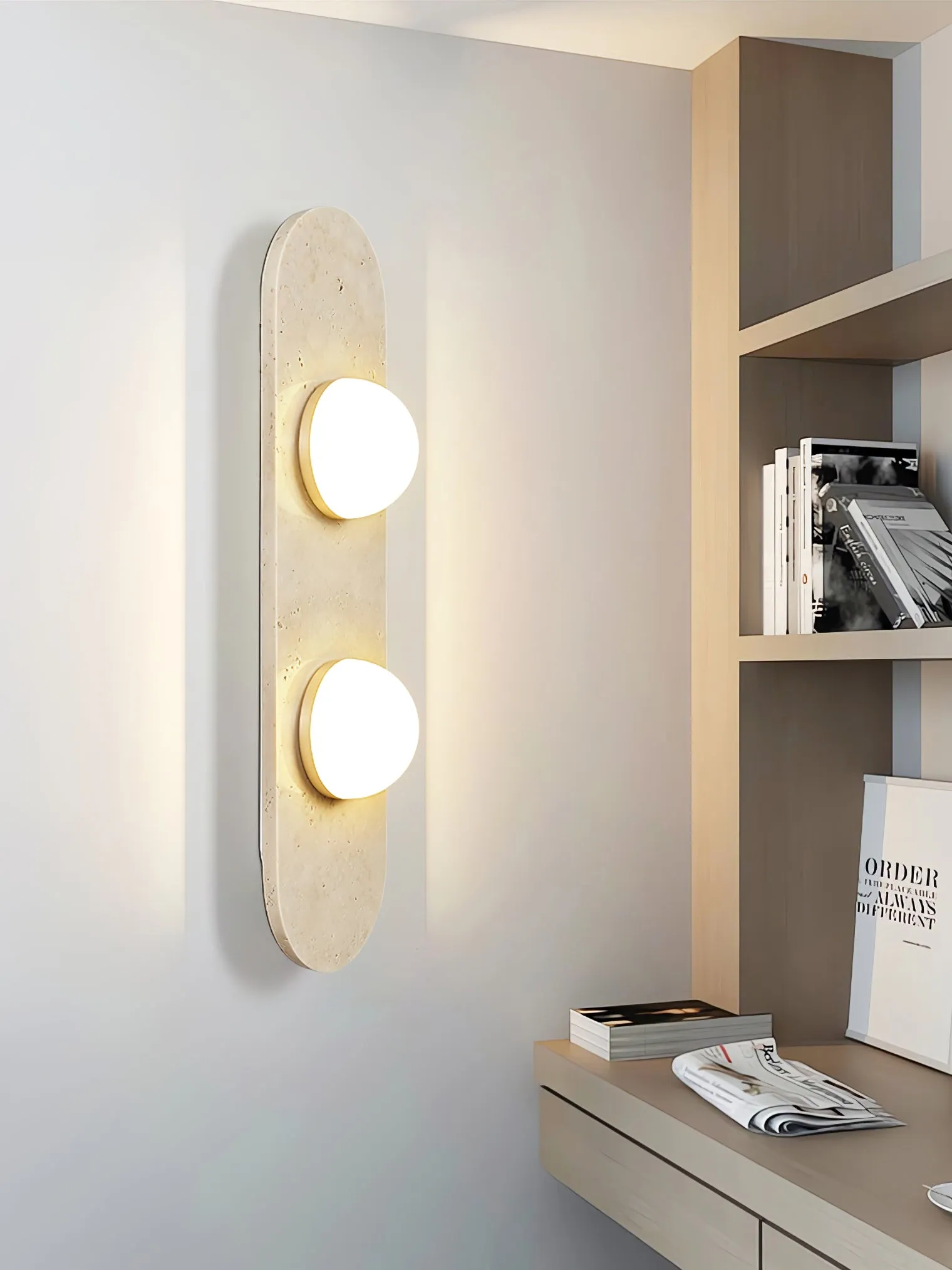 Rounded Travertine Wall Sconce - Vakkerlight