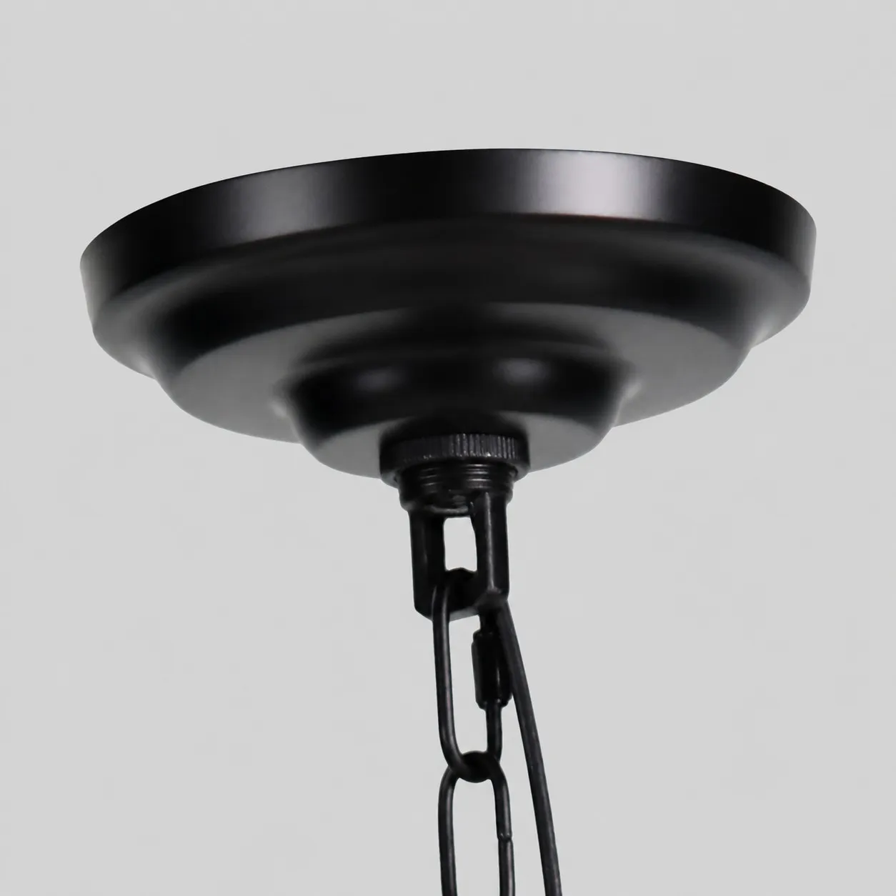 Ceiling canopy and suspension chain detail