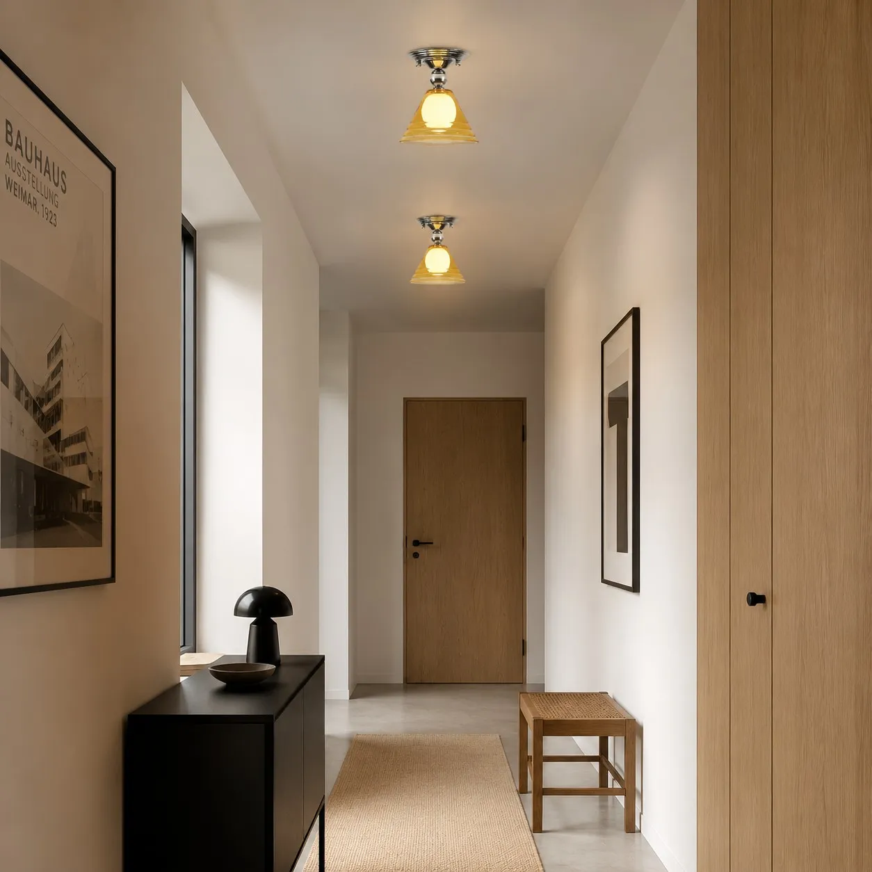 Light Yellow Glass Pendant Light With Chrome Canopy