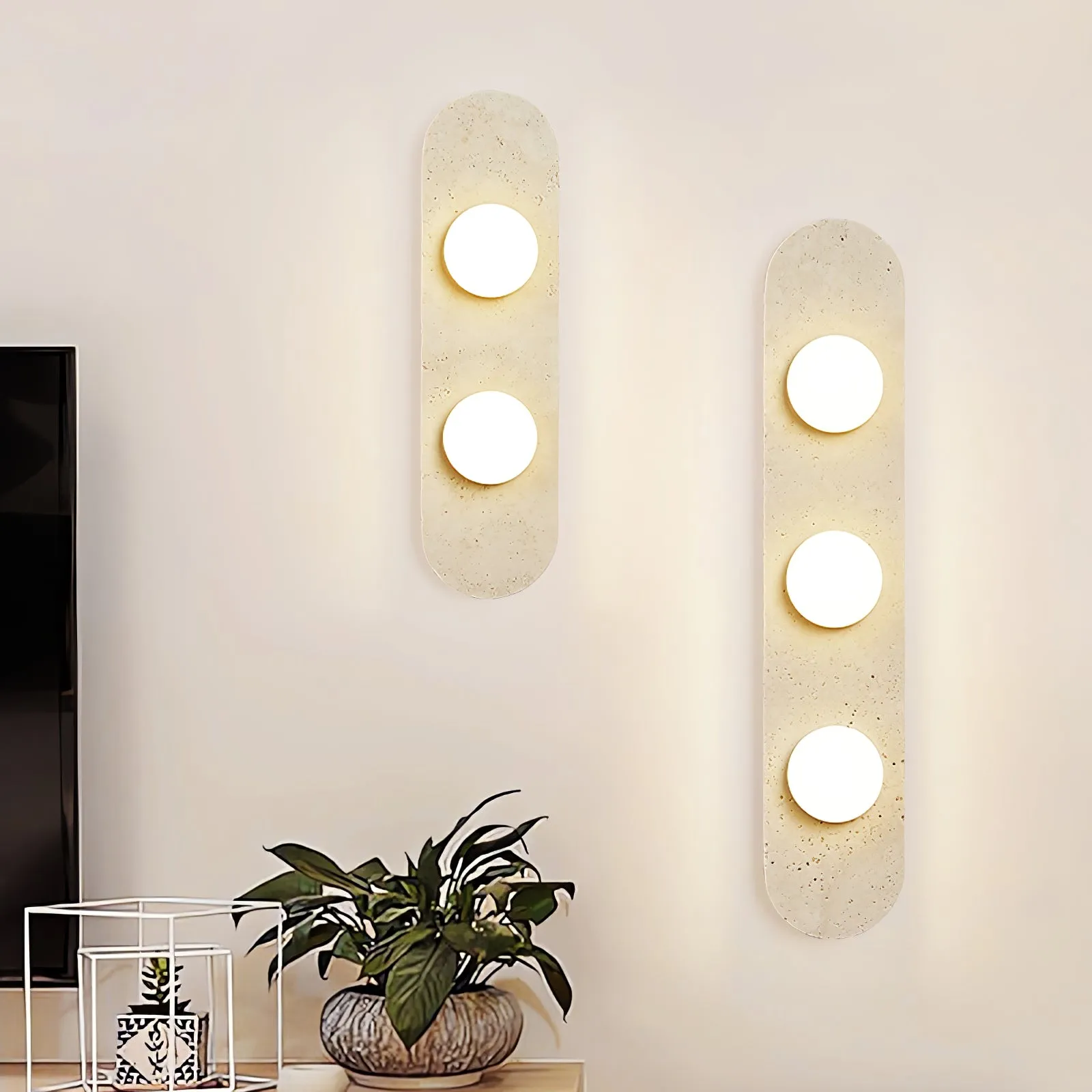 Rounded Travertine Wall Sconce - Vakkerlight