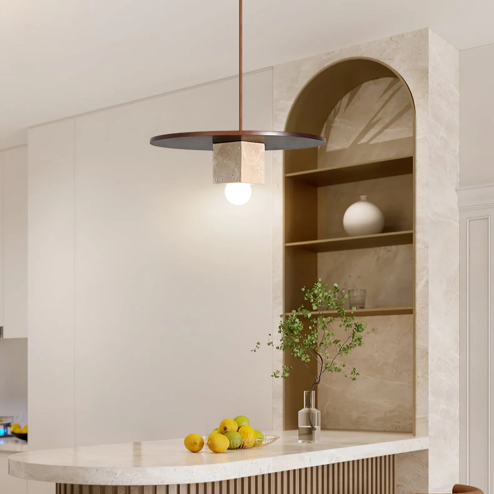 Tondo Stone Disc Pendant Light - Vakkerlight