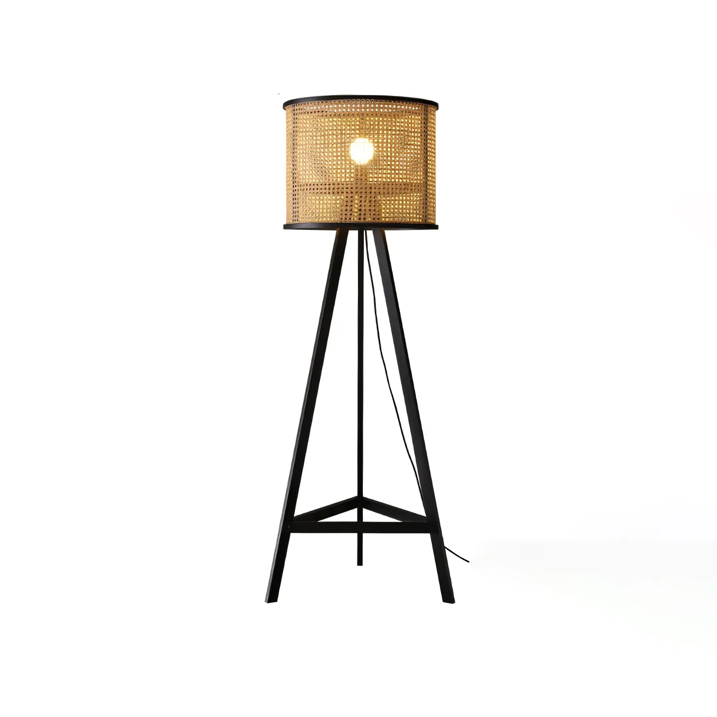 Tripod Wooden Rattan Floor Lamp - Vakkerlight