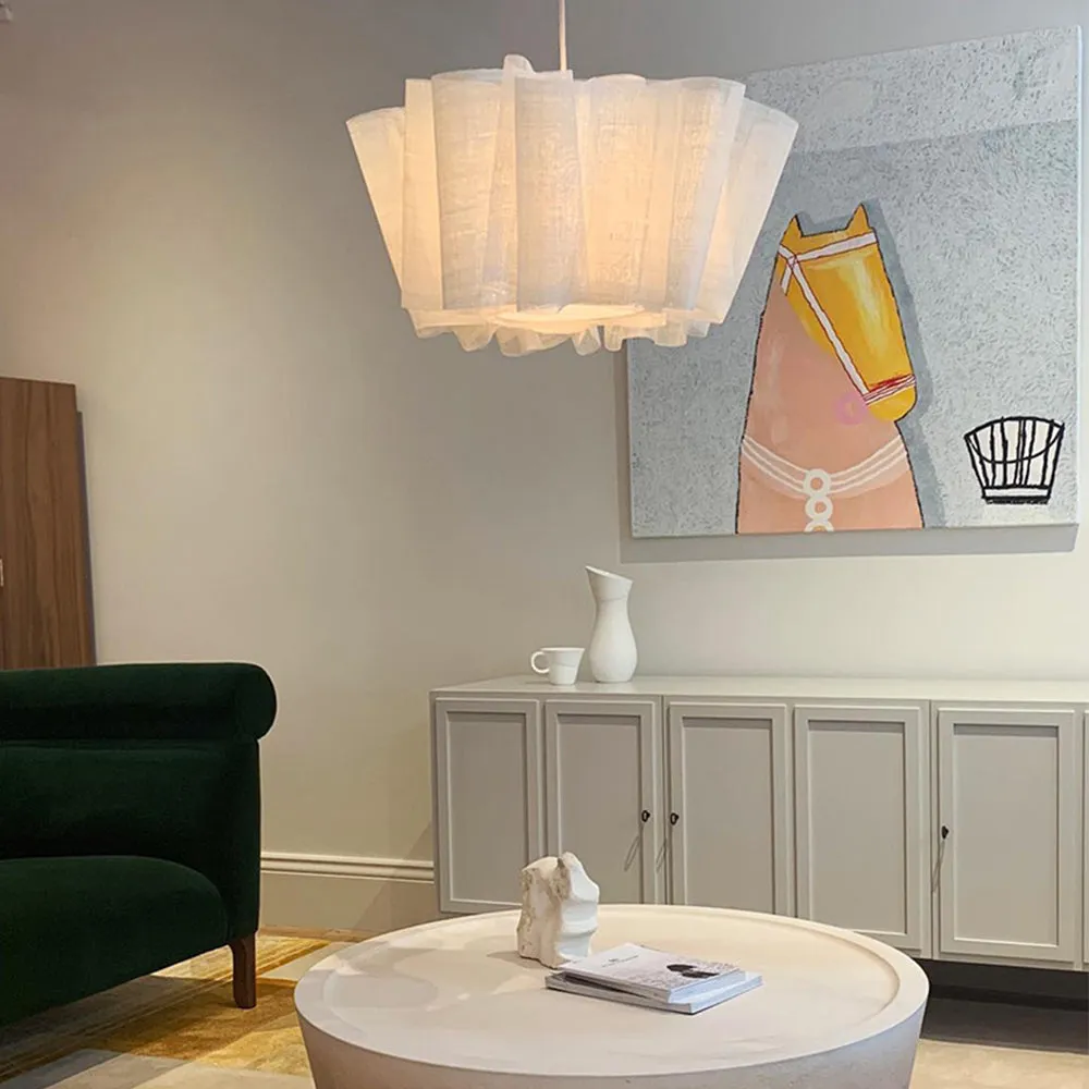 Nordic Linen Pleated  Fabric Pendant Light Lampshade