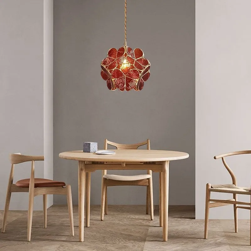 Retro Glass Flower Petal Pendant Lamp
