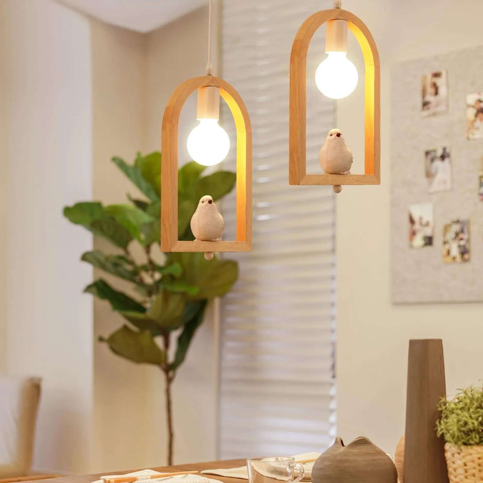 Wood Bird Resin Pendant Light - Vakkerlight