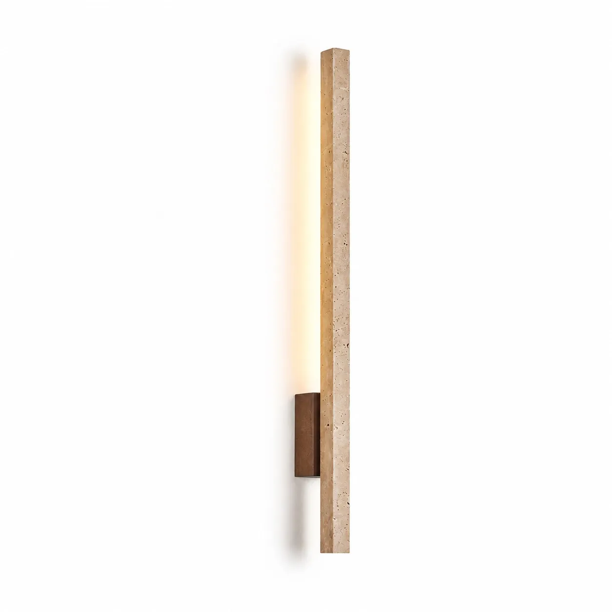 Linear Travertine And Wood LED Wall Light