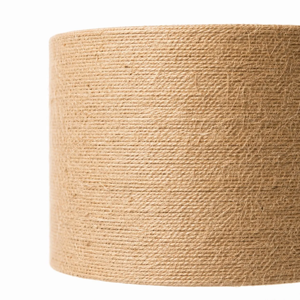 Close view of the woven jute lampshade texture