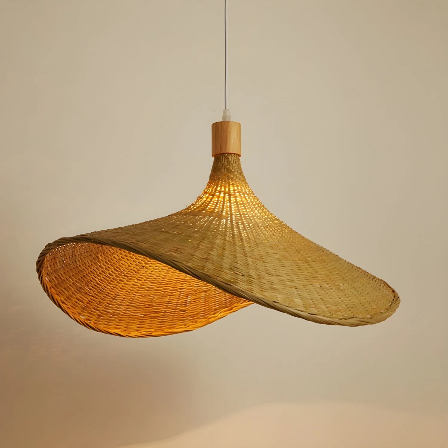 Rattan Weave Hat Pendant Light - Vakkerlight