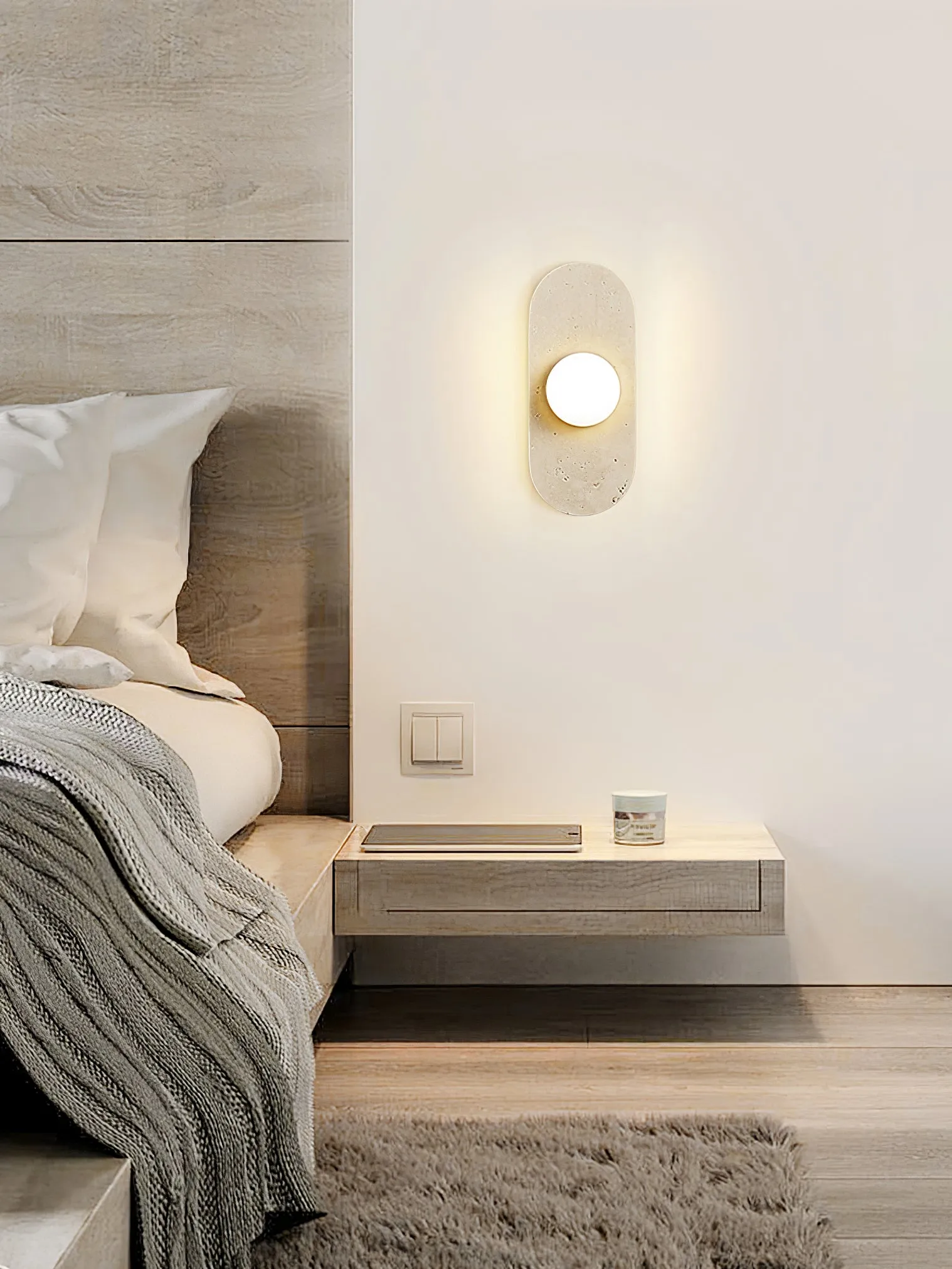 Rounded Travertine Wall Sconce - Vakkerlight
