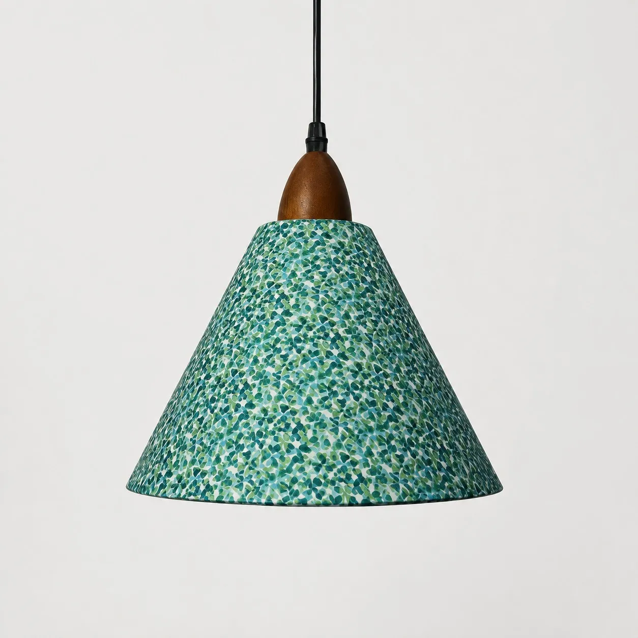Medium clover floral cone pendant light front view