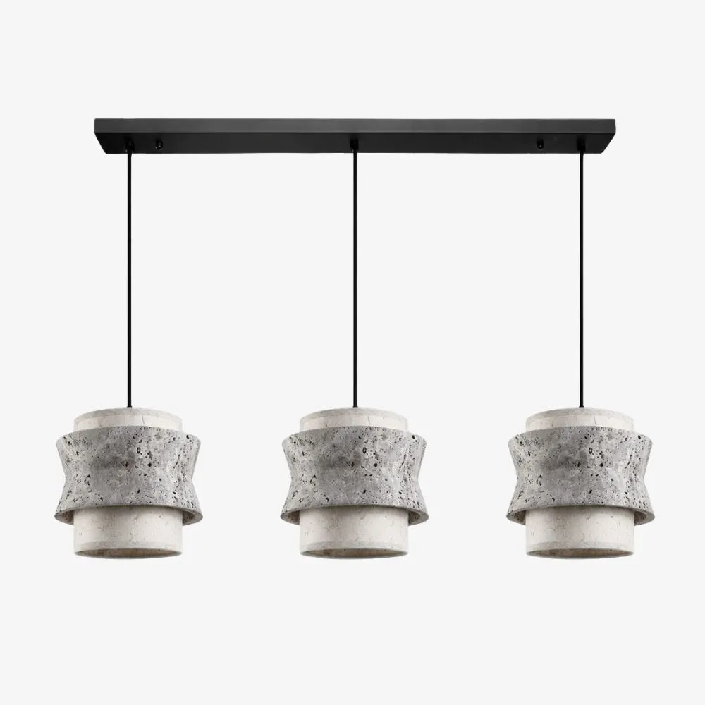 Style B gray travertine stone pendant light with three heads