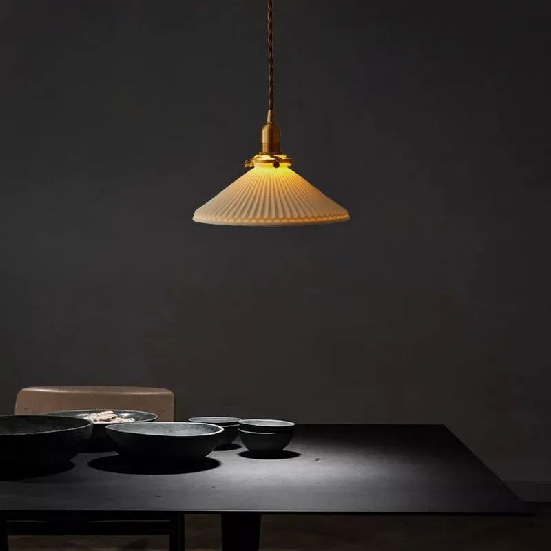 Modern Ceramics Pleated Light Collection For Dining Room