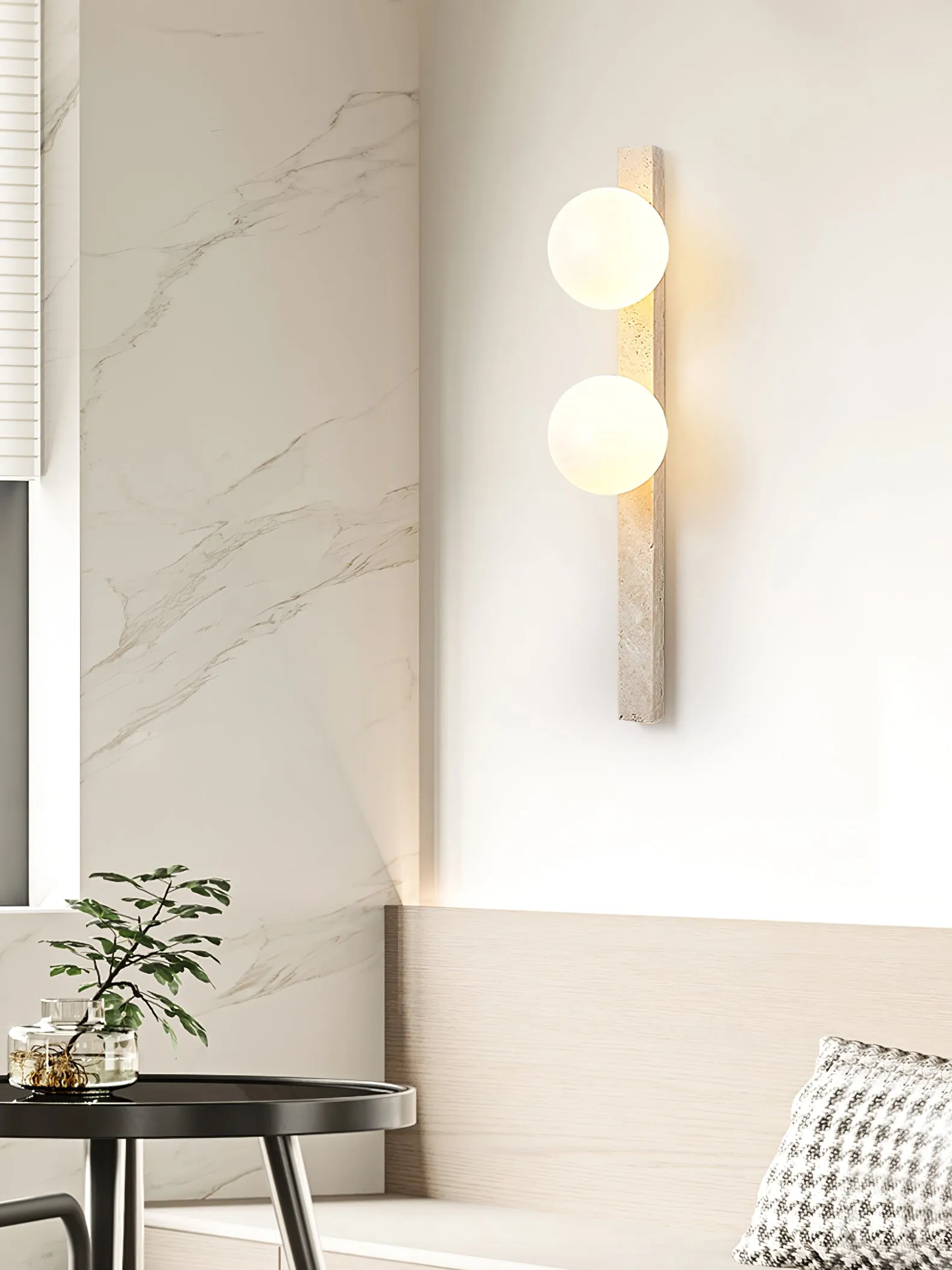 Vertical Travertine Wall Sconce - Vakkerlight