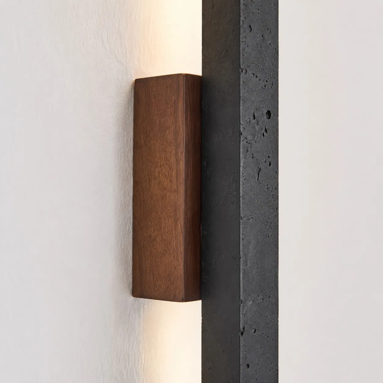 Linear Travertine And Wood LED Wall Light