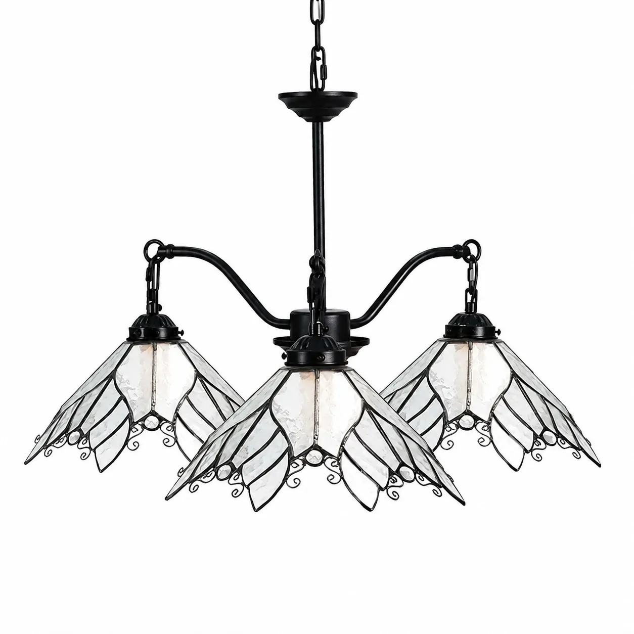 Four-Light Stained Glass Chandelier