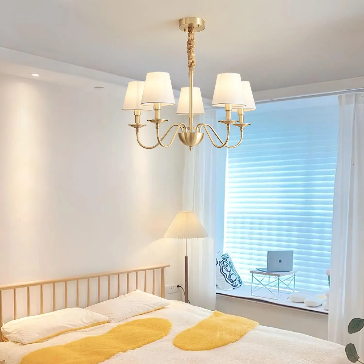 Tapered Fabric Brass Chandelier - Vakkerlight