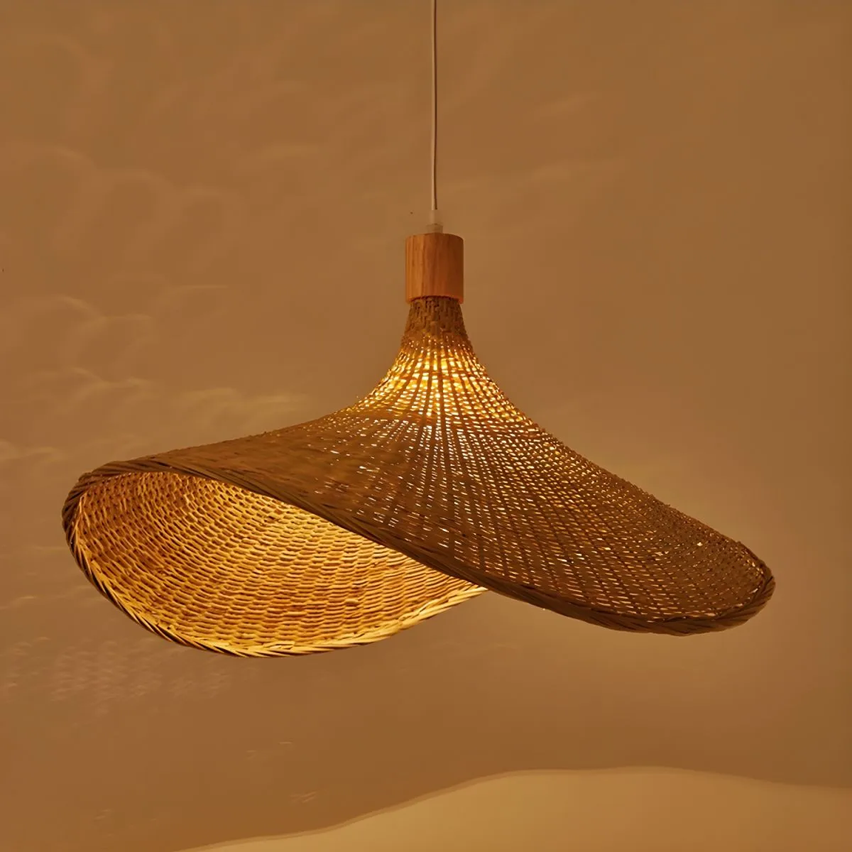 Rattan Weave Hat Pendant Light - Vakkerlight