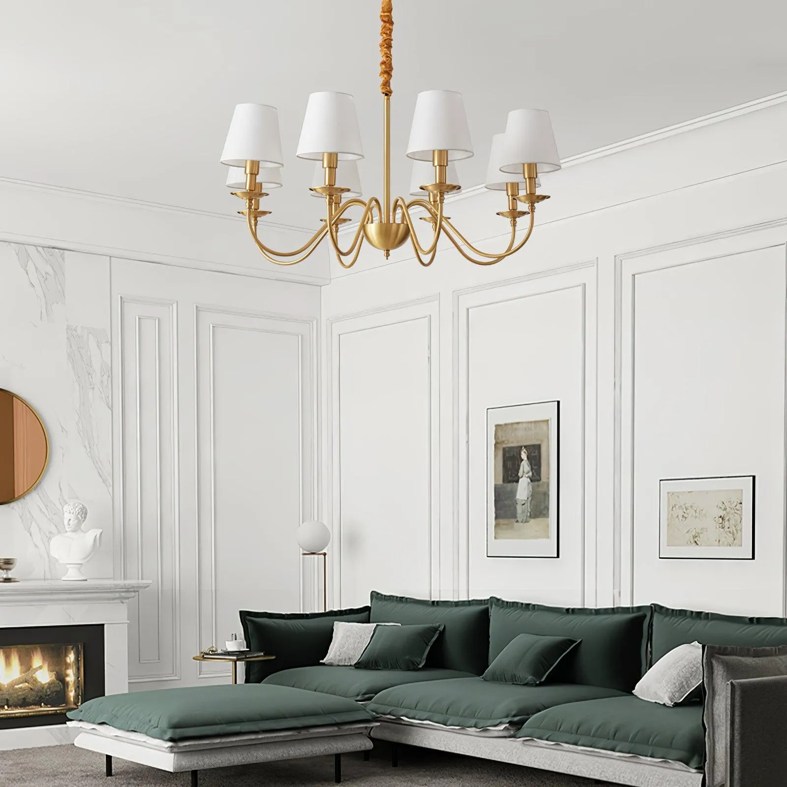 Tapered Fabric Brass Chandelier - Vakkerlight