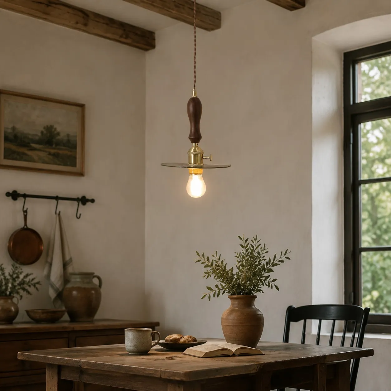 Vintage leather pendant light
