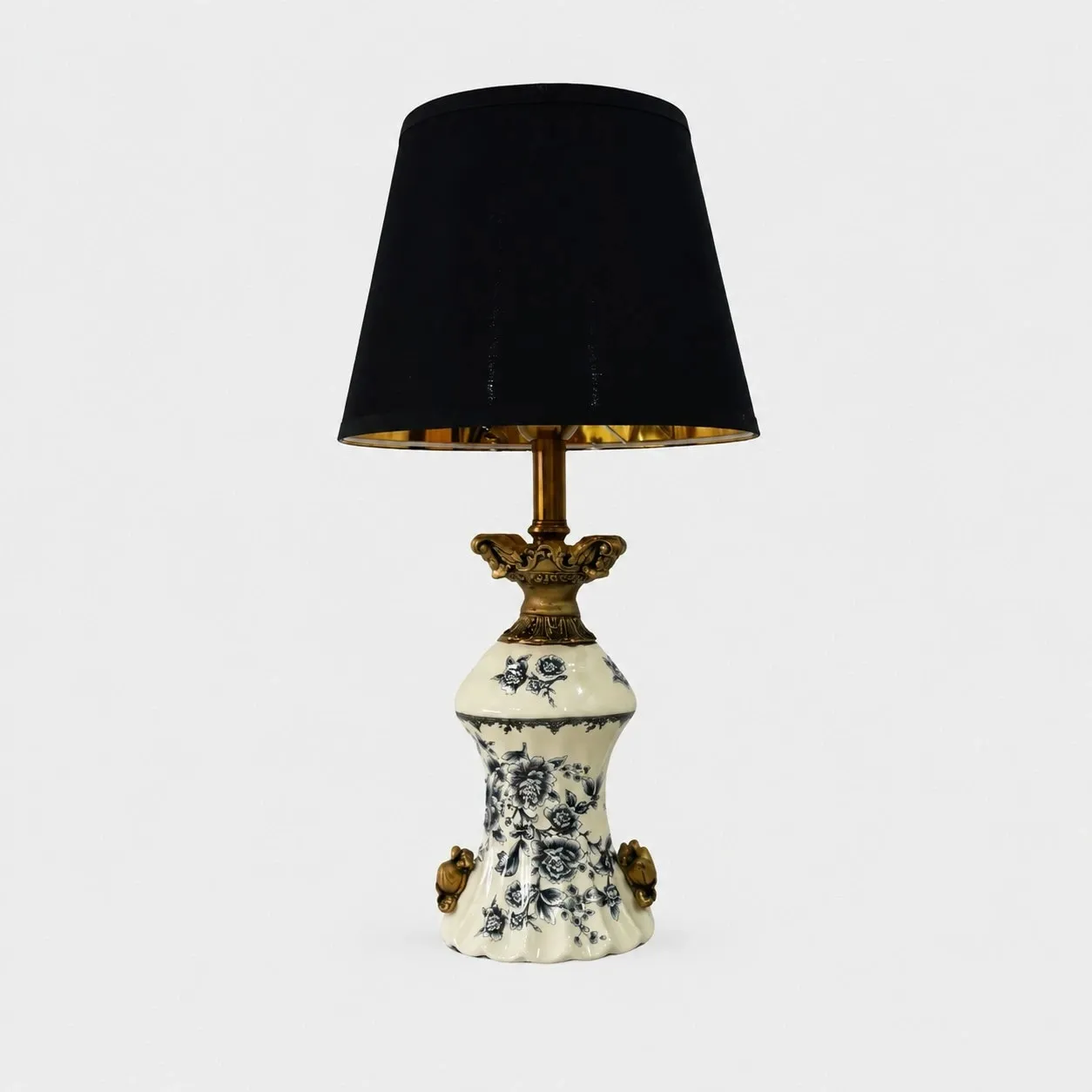 Blue porcelain motif ceramic table lamp with dimmer switch