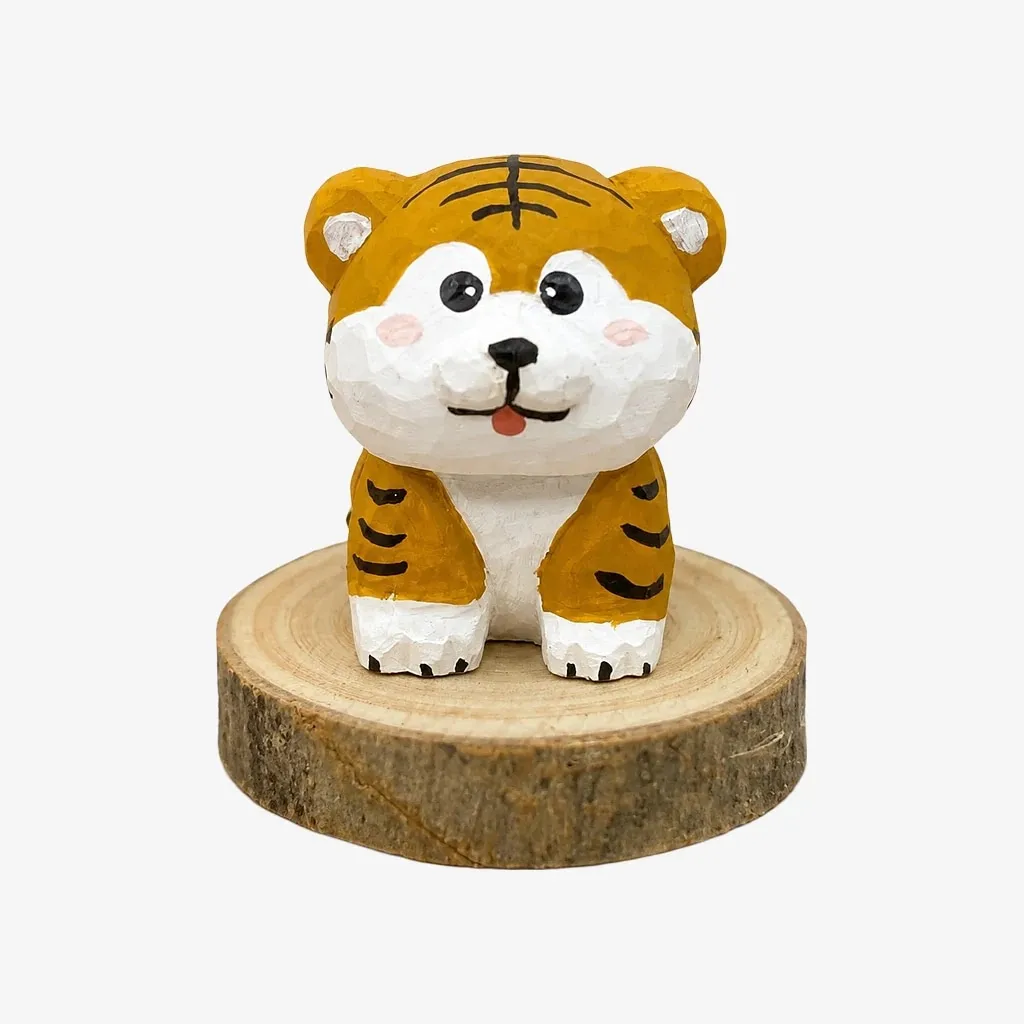 Hand-Carved Wooden Chinese Zodiac Animal Figurines