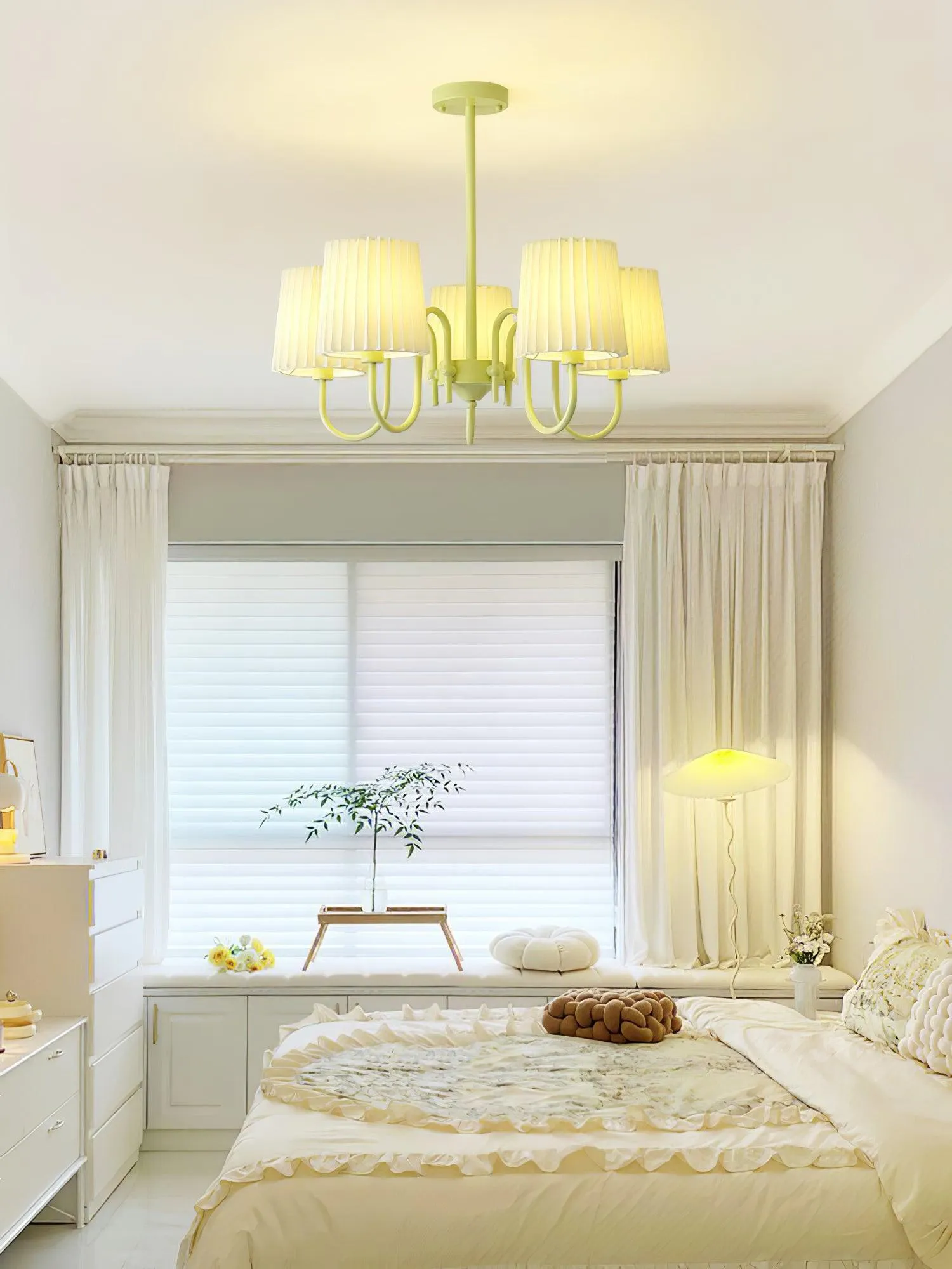 Pleated Fabric Matcha Chandelier - Vakkerlight