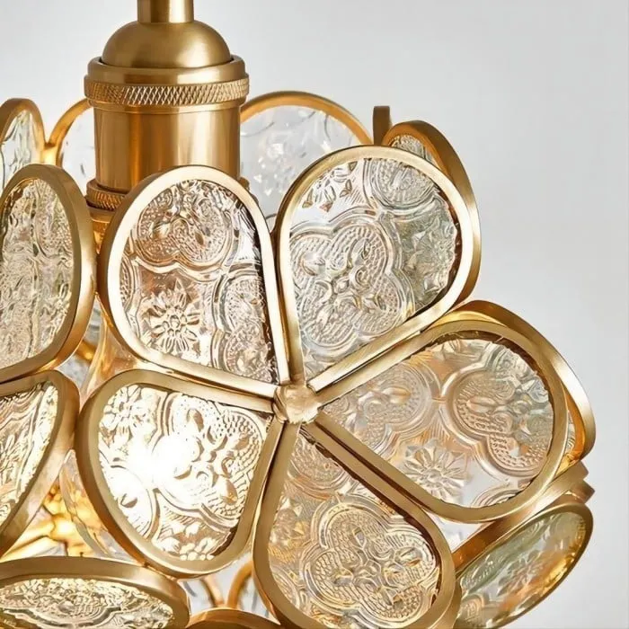 Retro Glass Flower Petal Pendant Lamp