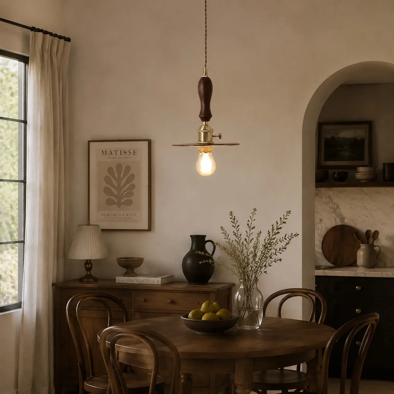 Vintage leather pendant light