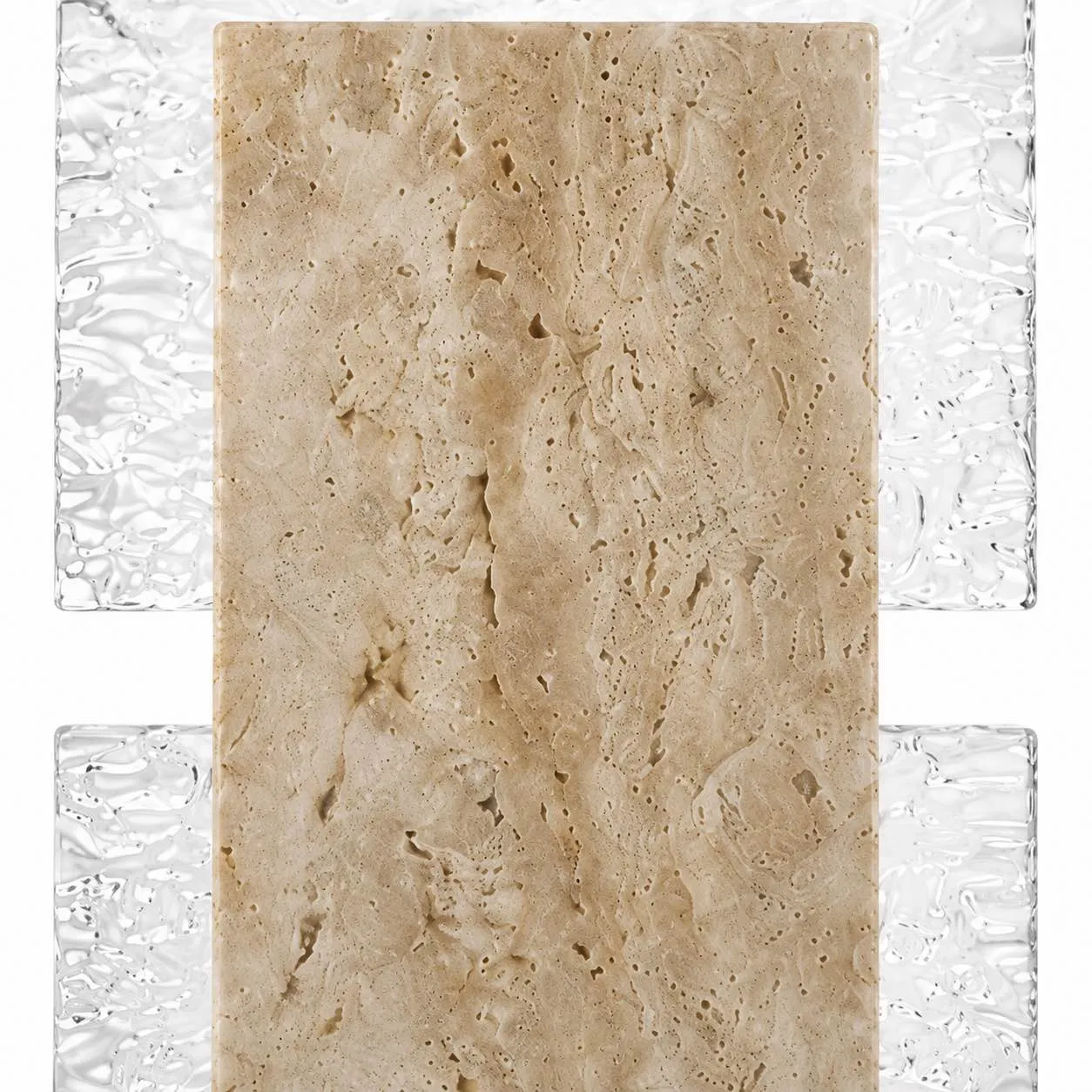 Travertine acrylic wall sconce front alternate