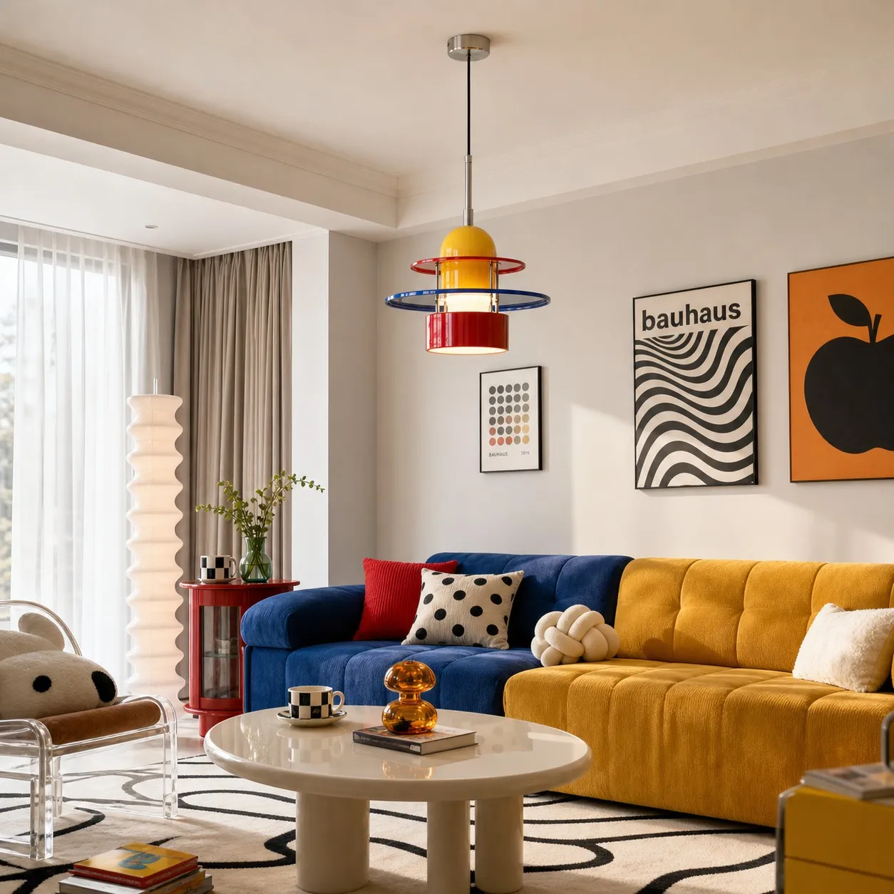 Bauhaus color block pendant light