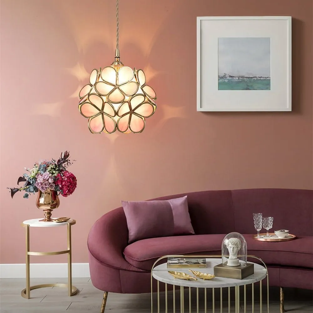 Retro Glass Flower Petal Pendant Lamp