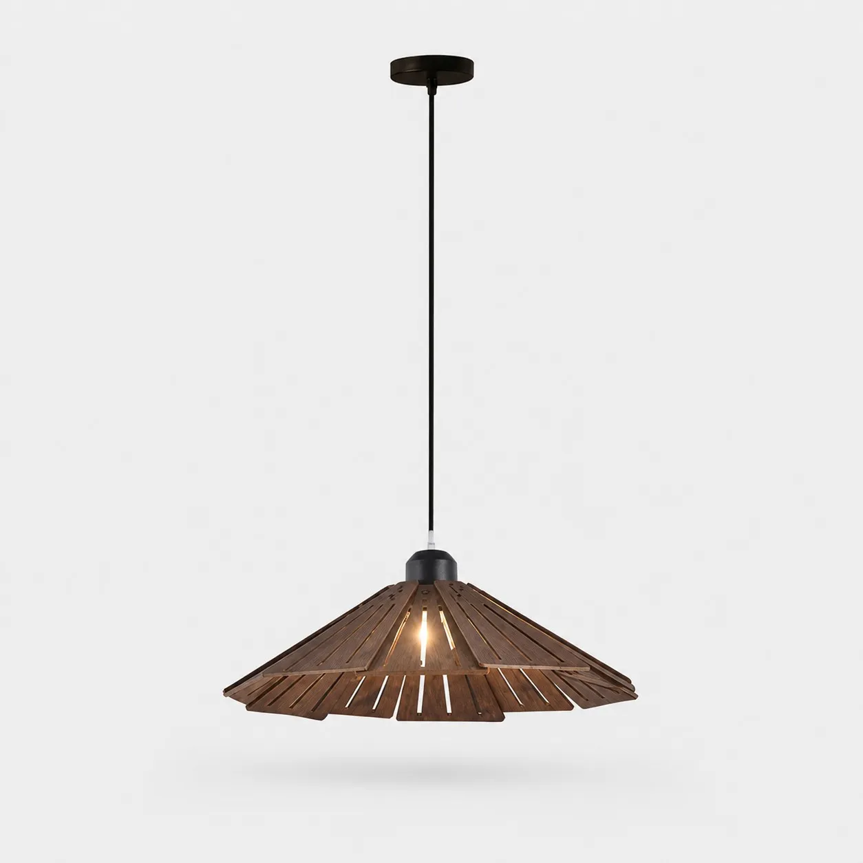 Walnut A style 35cm wooden pendant light