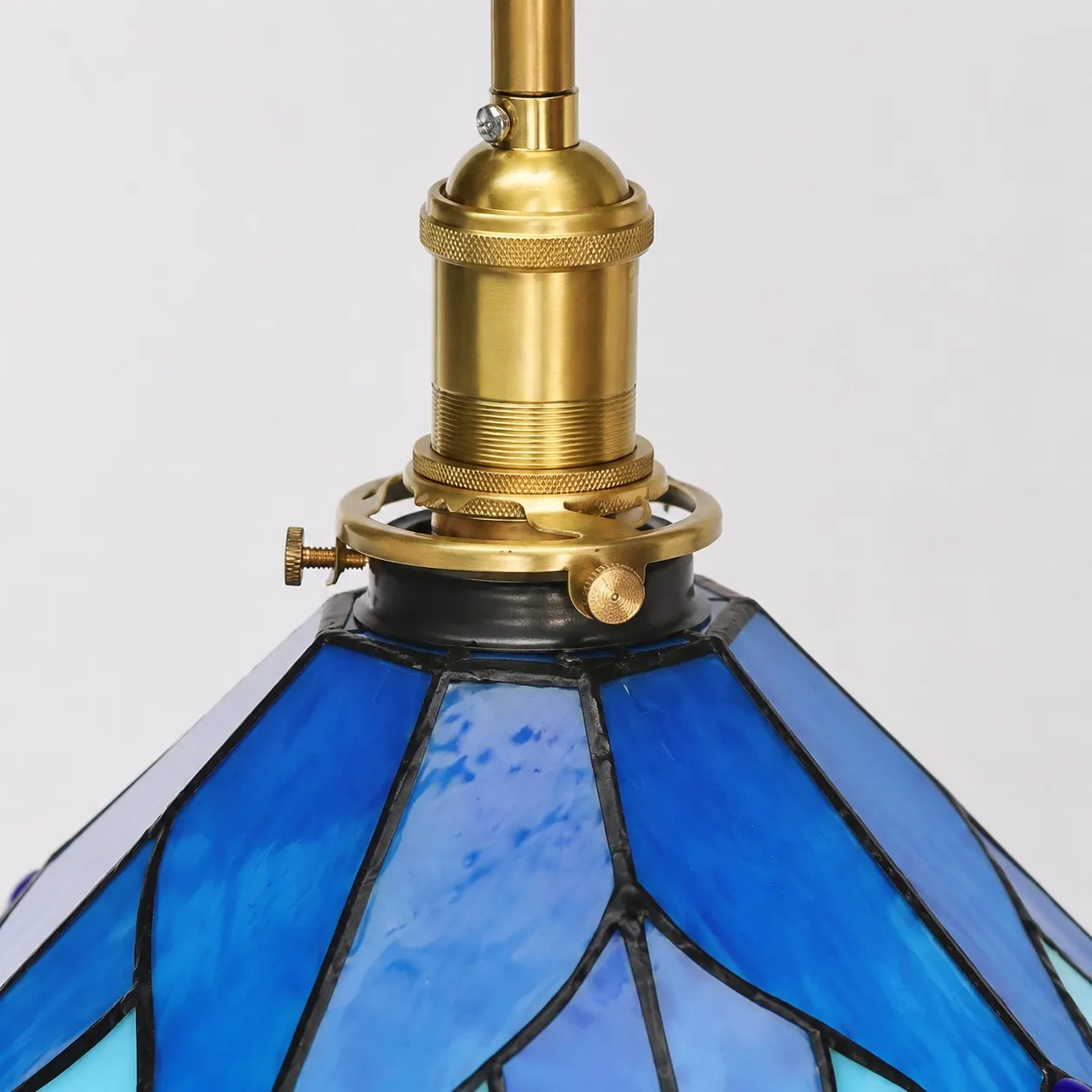 Blue Stained Glass Semi Flush Ceiling Light