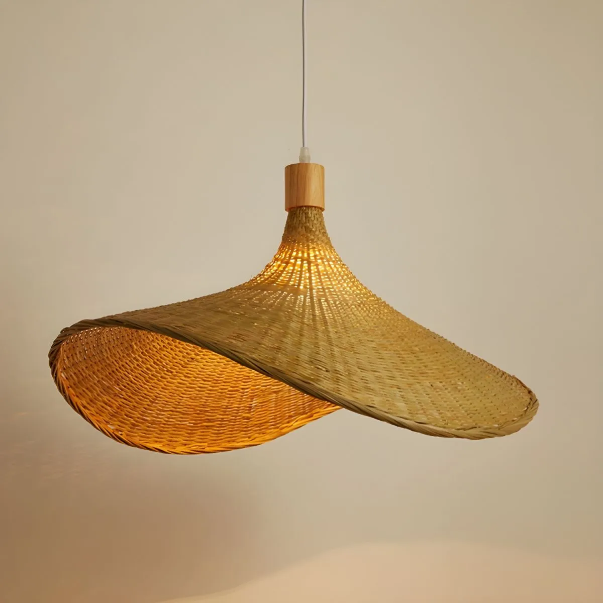 Rattan Weave Hat Pendant Light - Vakkerlight