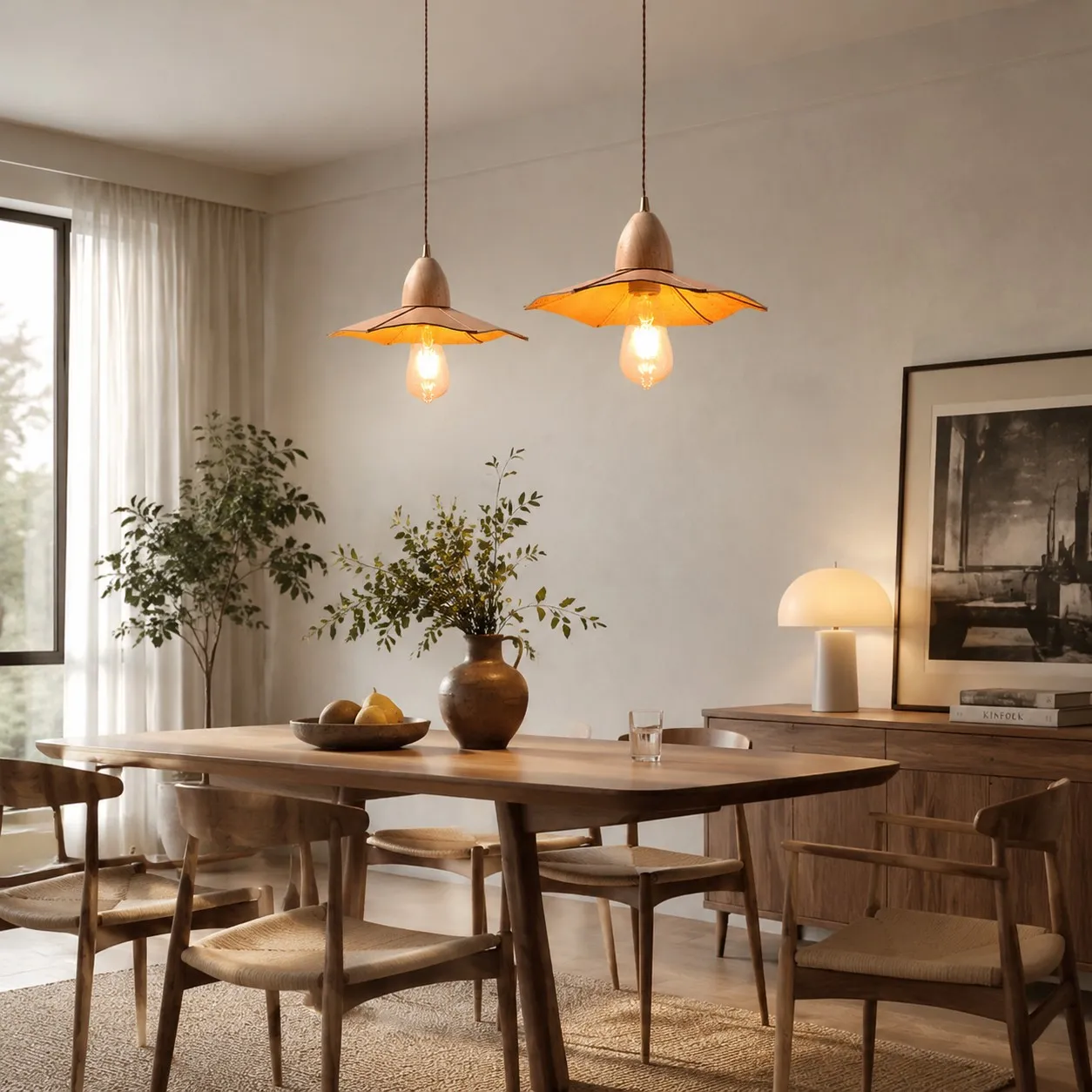 Vintage leather pendant light