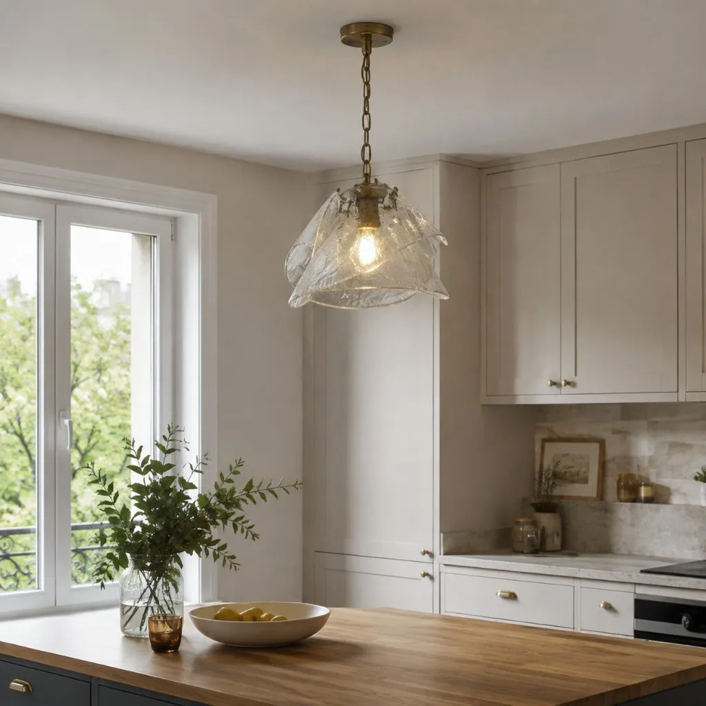 Kitchen island daytime scene French apartment