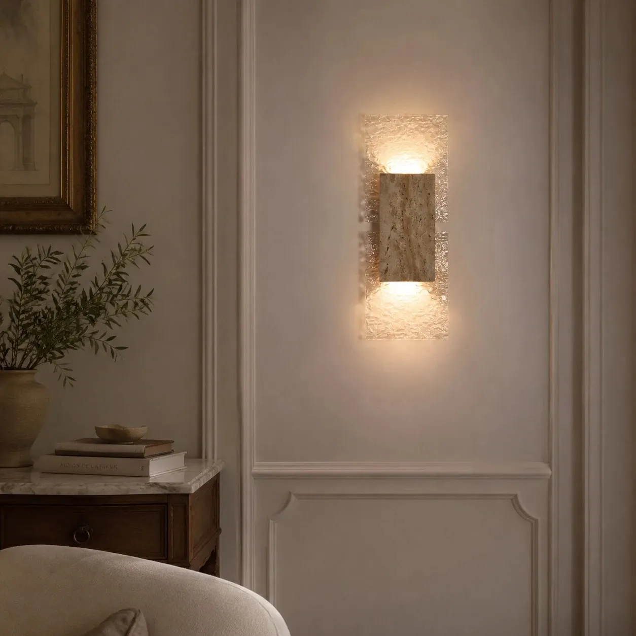 Hallway console night wall sconce scene