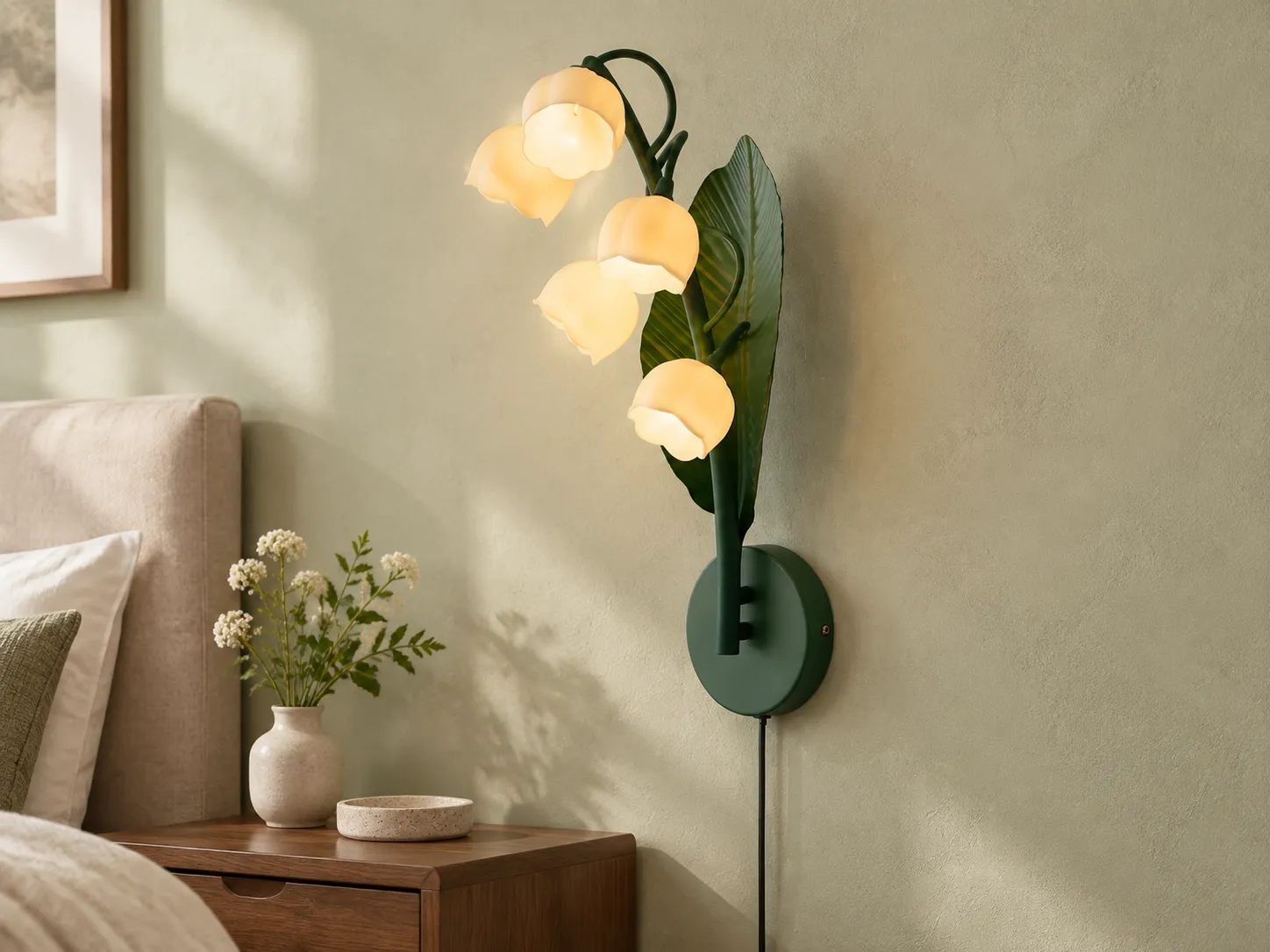Green Stem Lily Wall Lamp in a second interior setting