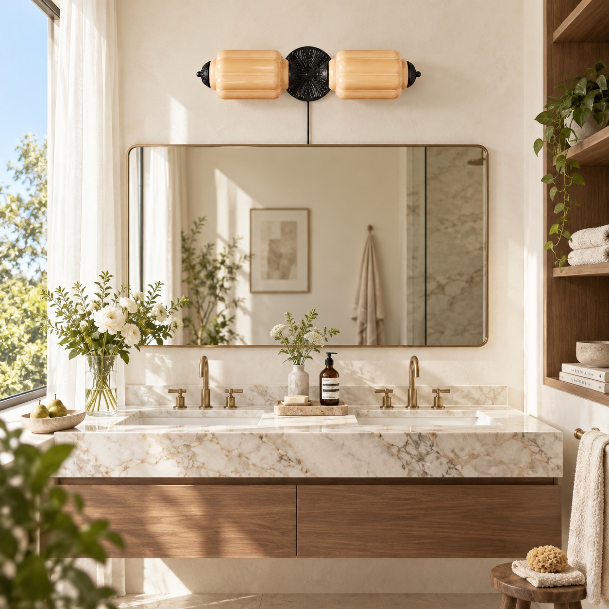 Eloise fluted milk-glass plug-in wall sconce