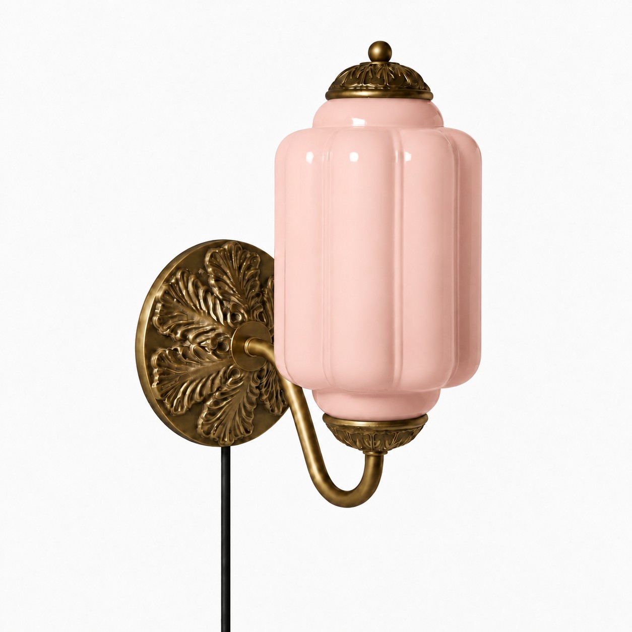 Eloise fluted milk-glass plug-in wall sconce