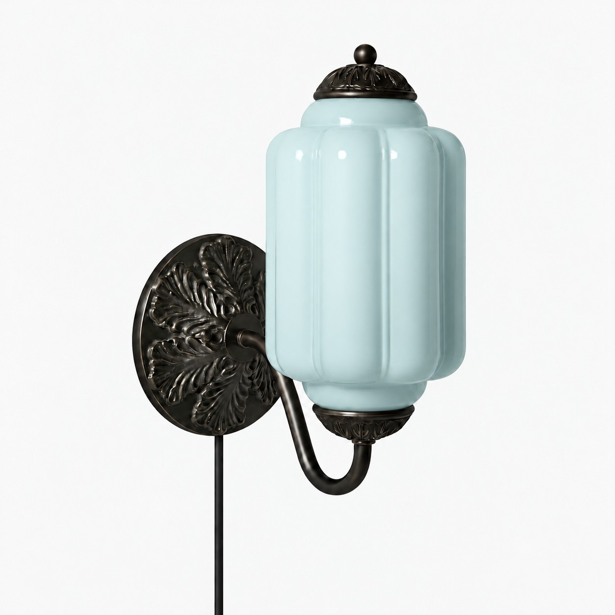 Eloise fluted milk-glass plug-in wall sconce