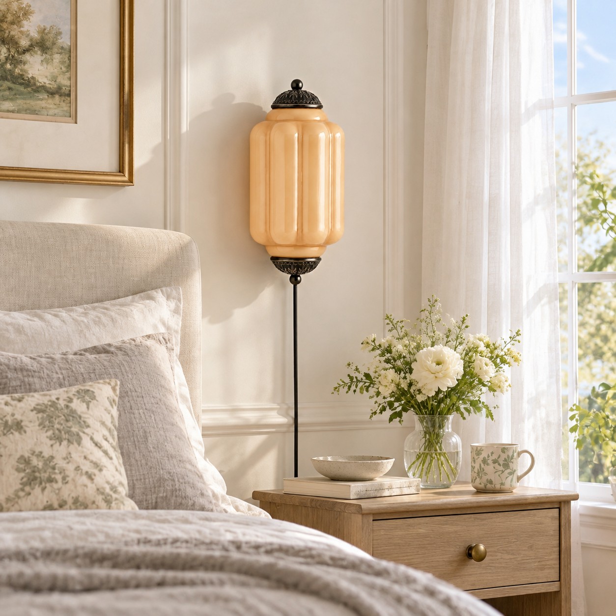Eloise fluted milk-glass plug-in wall sconce