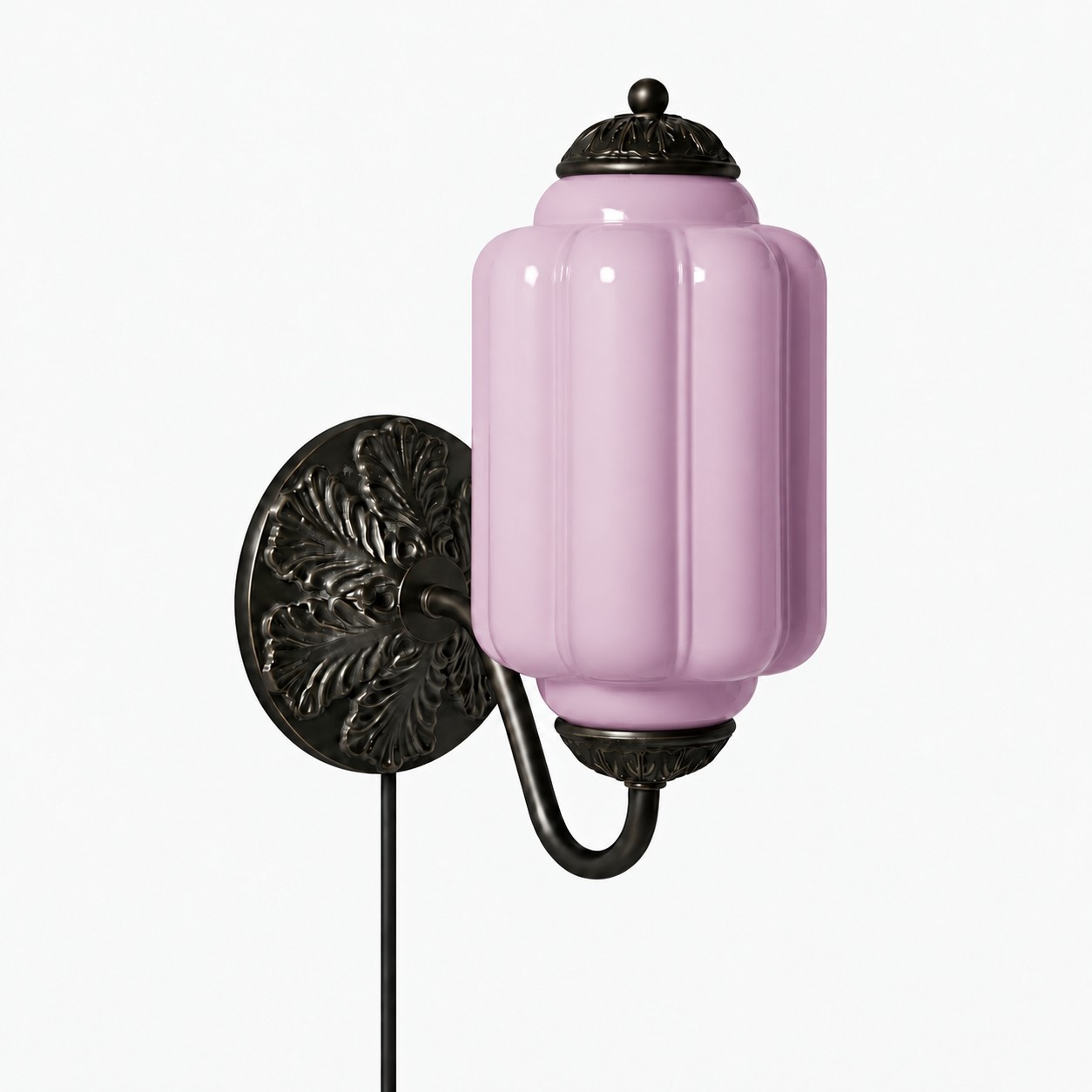 Eloise fluted milk-glass plug-in wall sconce