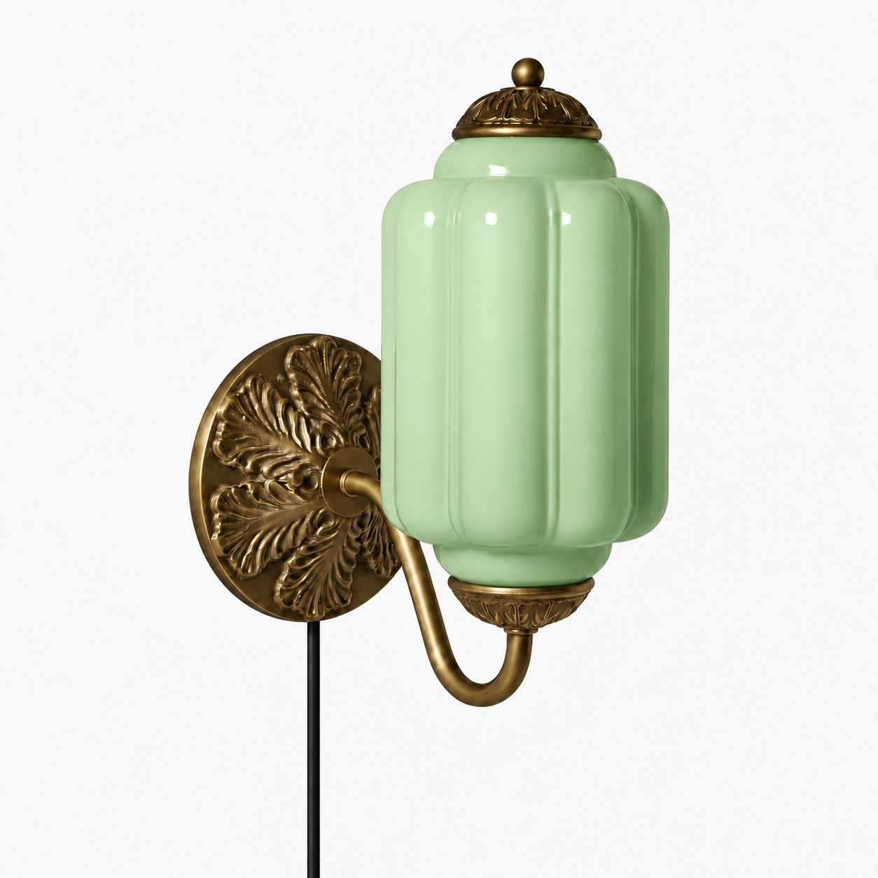 Eloise fluted milk-glass plug-in wall sconce