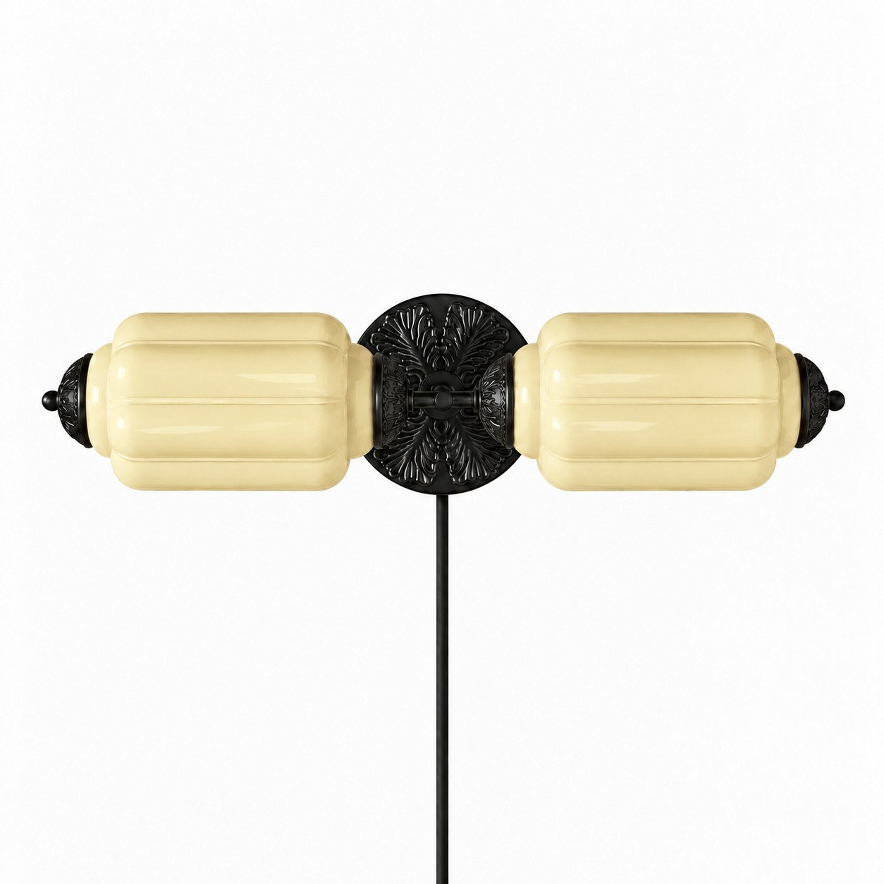 Eloise fluted milk-glass plug-in wall sconce